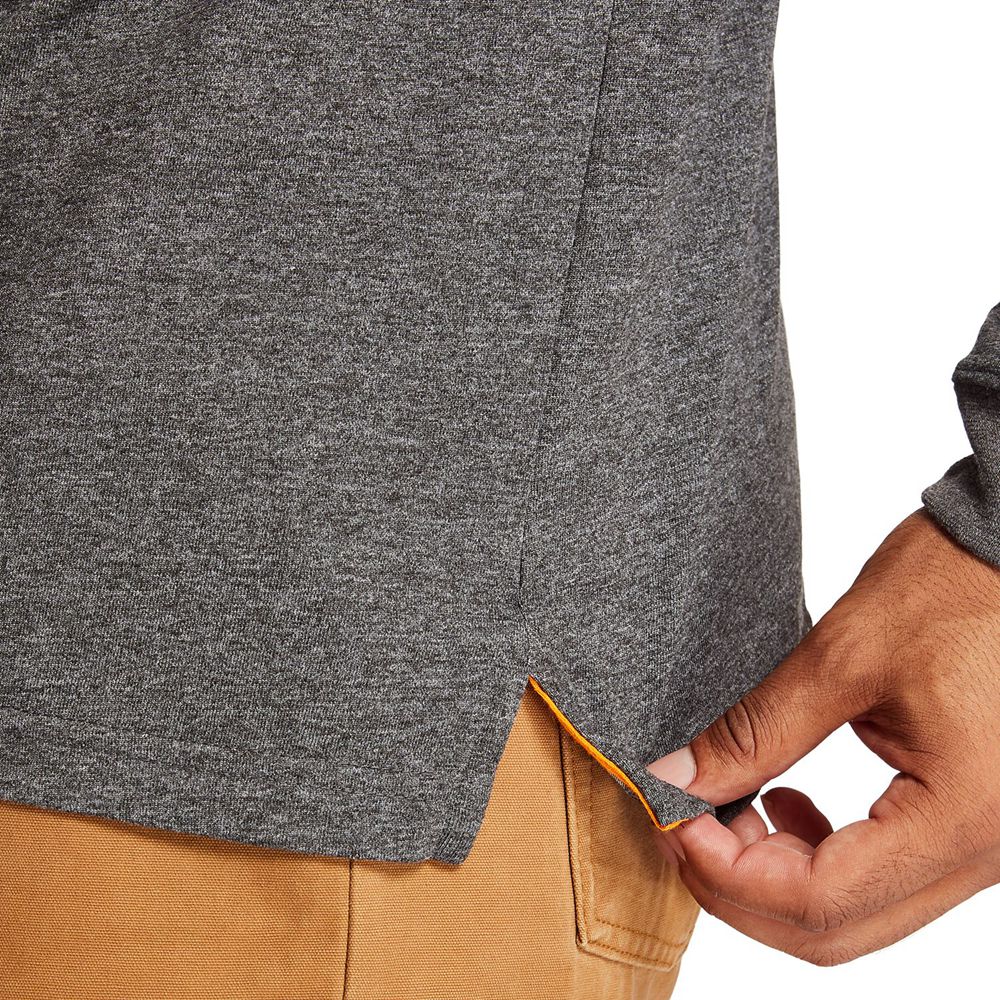 Camisetas Masculino - Timberland Pro® Logo Sleeve Base Plate Wicking - CKXWG4167 - Cinzentas Escuro